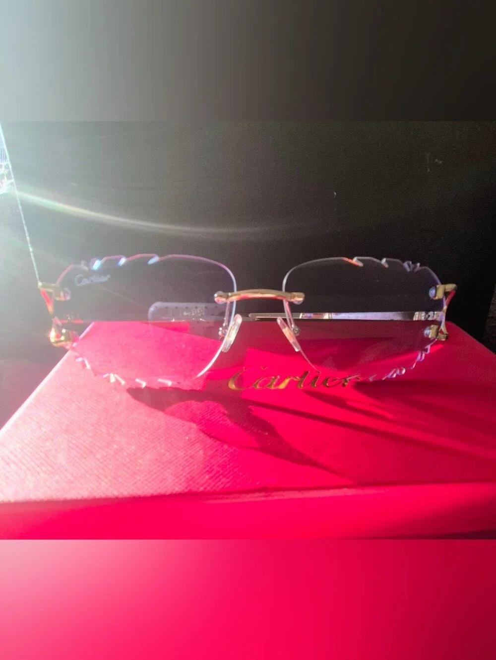 Cartier Rimless Sunglasses with Blue Gradient Lenses